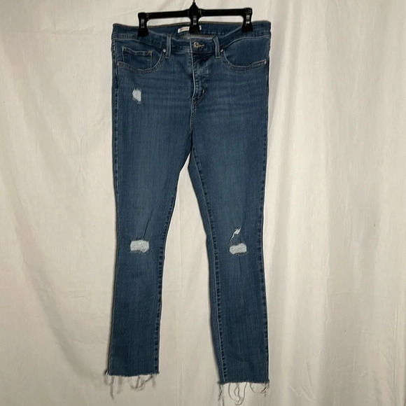 women's raw hem distressed Levi's 311 shaping skinny jeans size 30 - Picture 1 of 3
